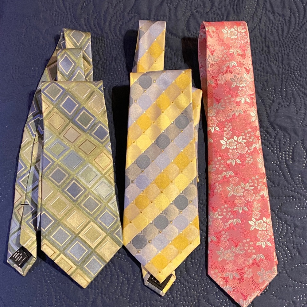 Men's Tie Set - Yellow, Gray, and Pink